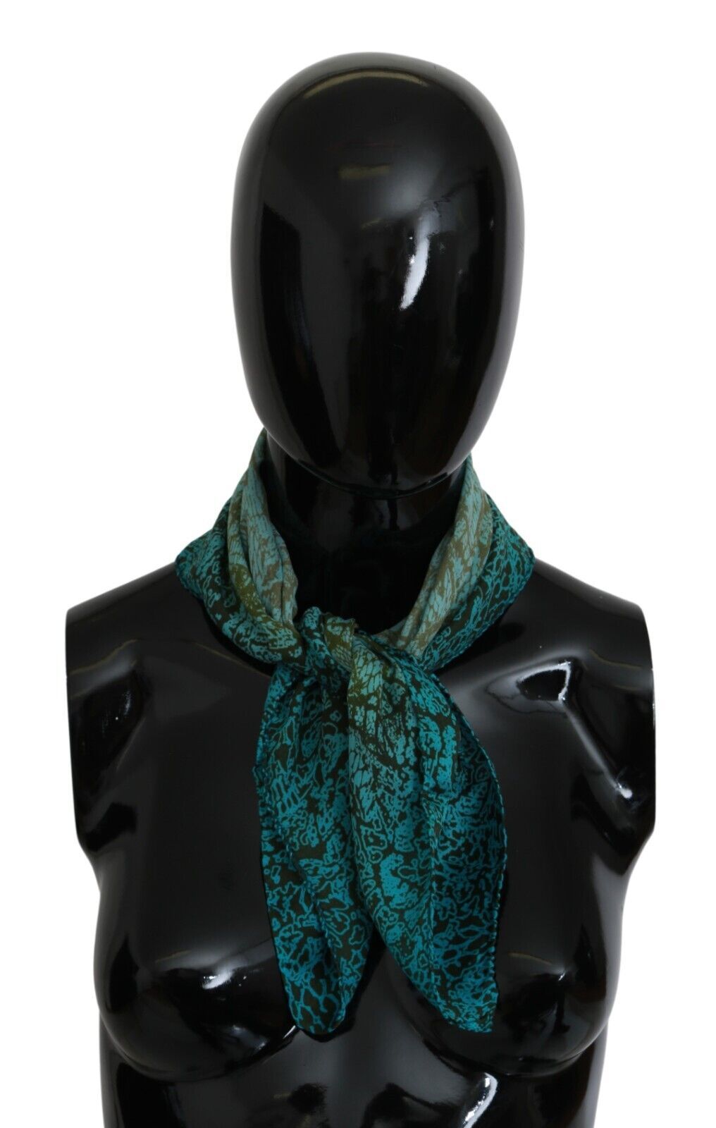 John Galliano Elegant Blue Cotton Bandana Wrap Shawl