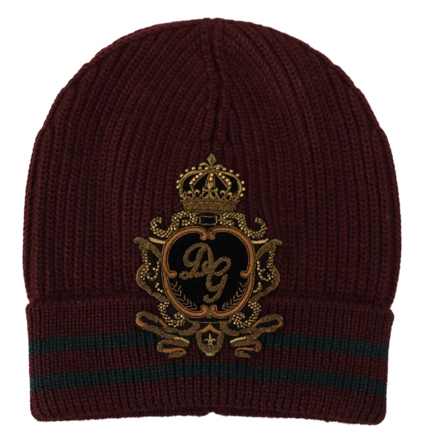 Dolce & Gabbana Maroon Virgin Wool Beanie Hat