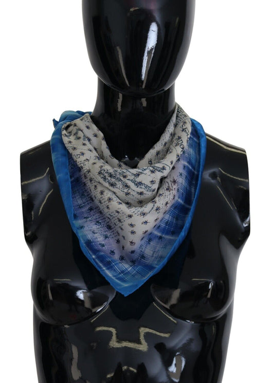 John Galliano Elegant Blue Silk Men's Bandana Head Wrap