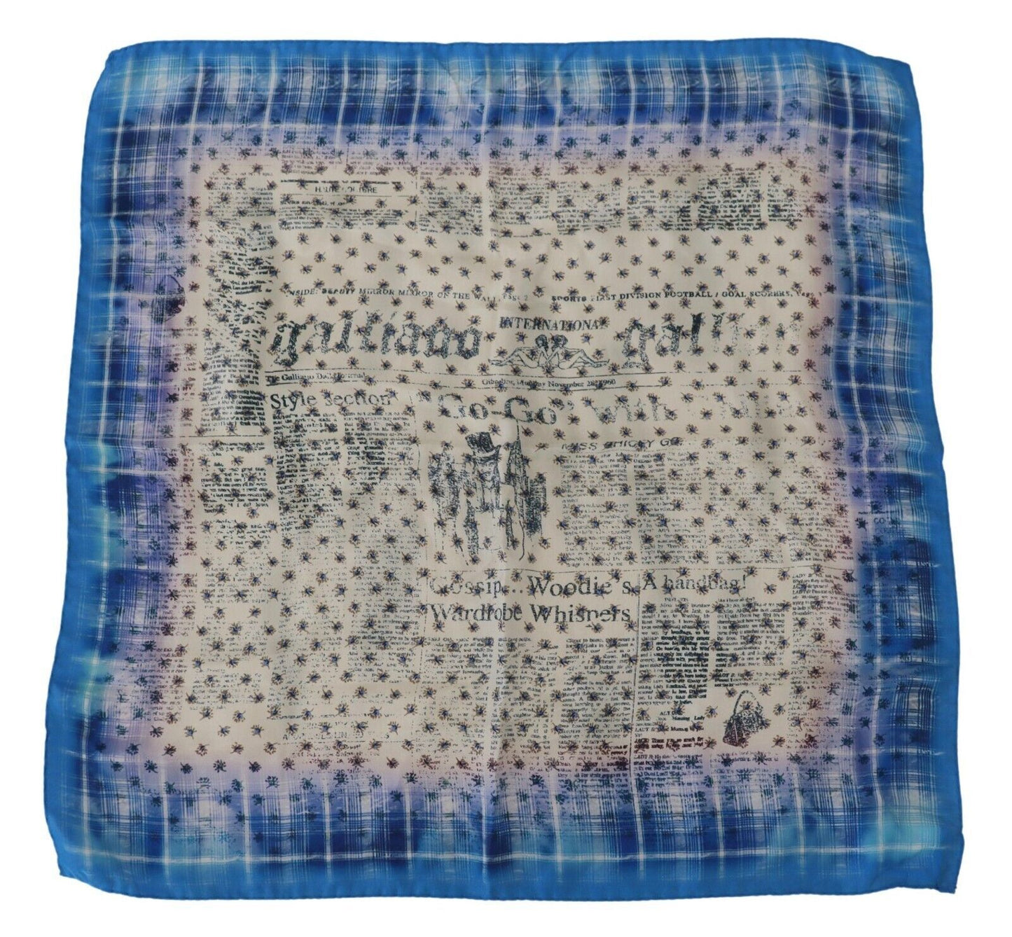 John Galliano Elegant Blue Silk Men's Bandana Head Wrap