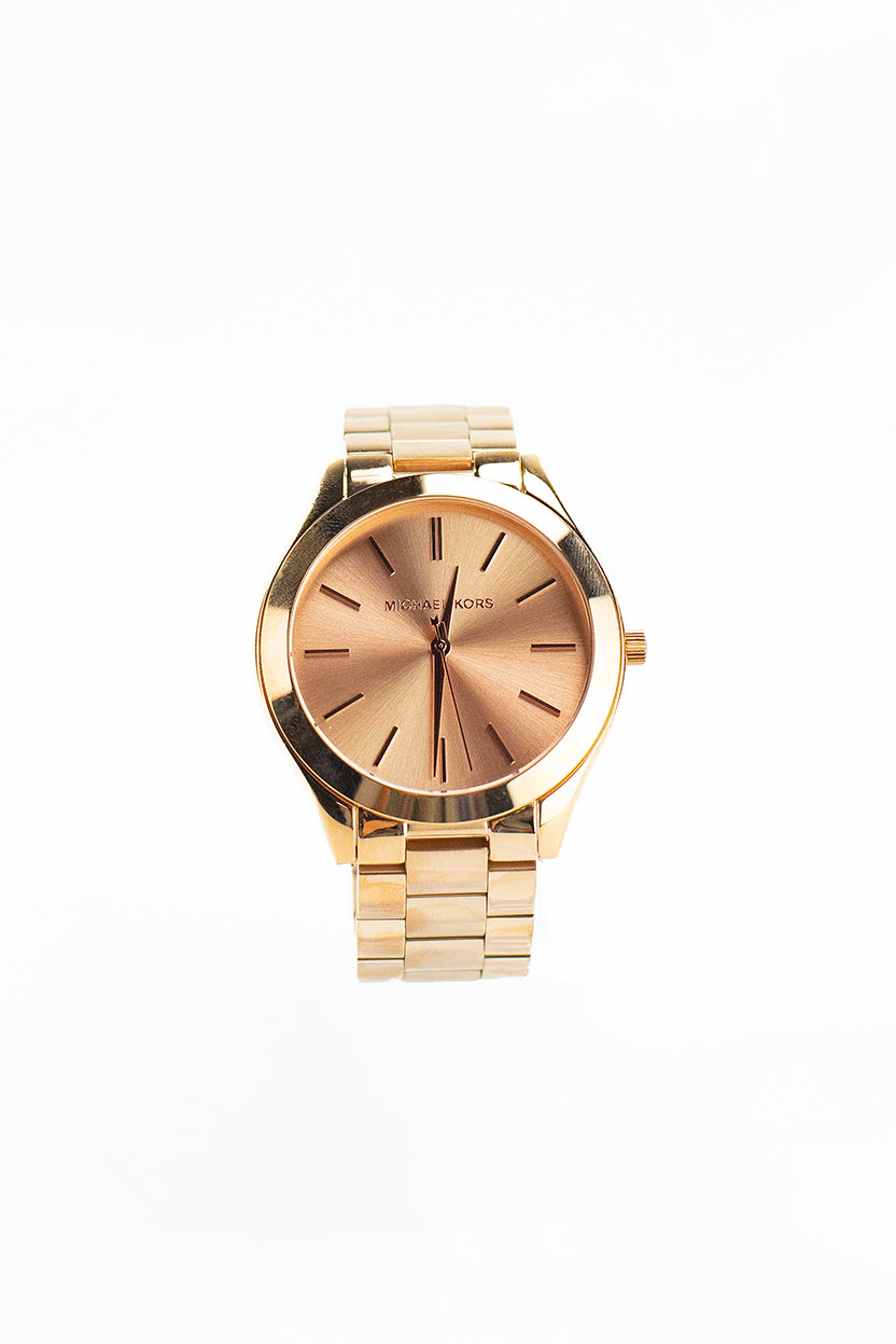 Michael Kors MK3197 Slim Runway Mono Rose Gold-Toned Stainless Steel Watch