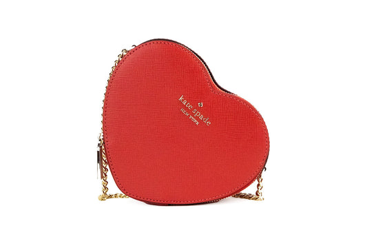 Kate Spade Love Shack Candied Cherry Mini Leather Chain Heart Crossbody Handbag