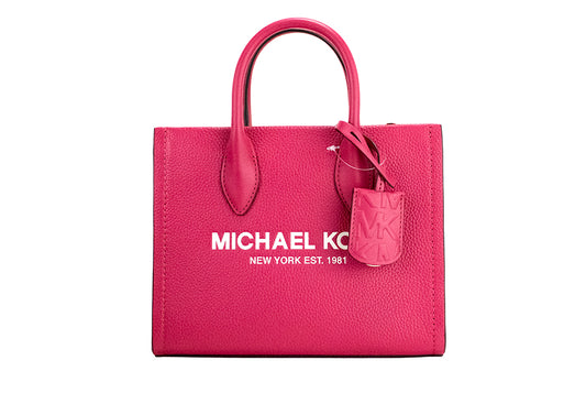 Michael Kors Mirella Small Hot Pink Leather Top Zip Shopper Tote Crossbody Bag