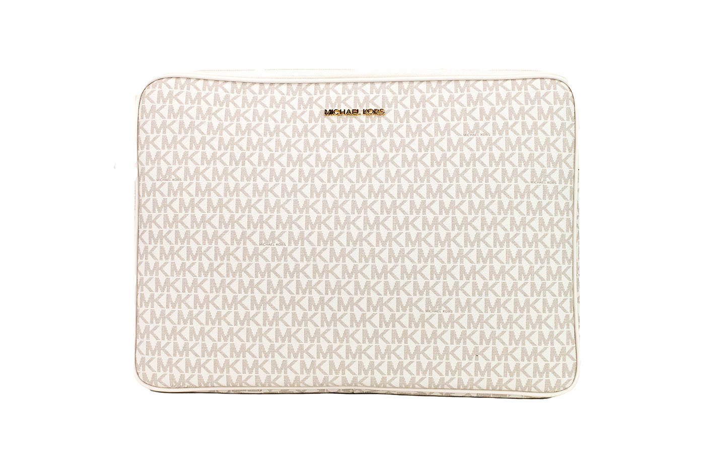 Michael Kors Jet Set Travel Large Light Cream Signature PVC Laptop Computer Case